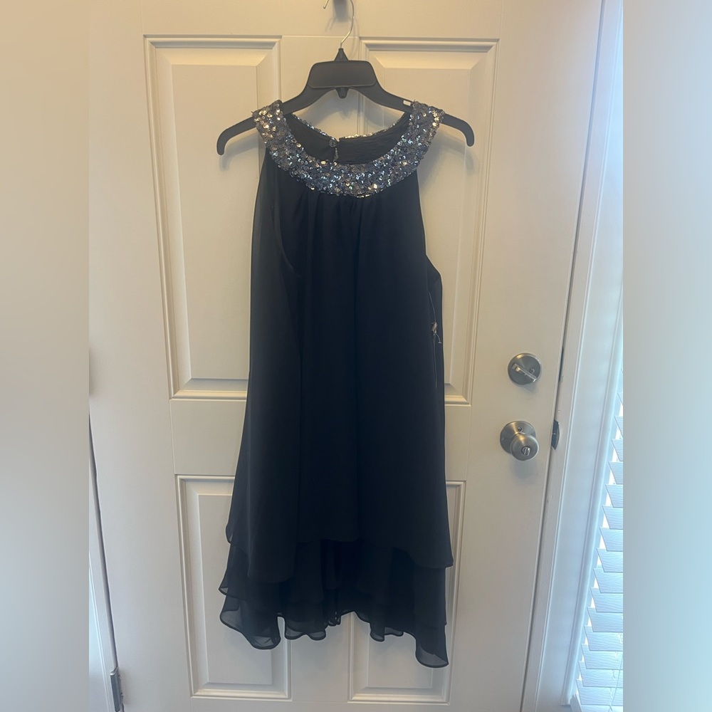 Scarlett Nite Black Sleeveless Evening Dress with Beaded Neckline